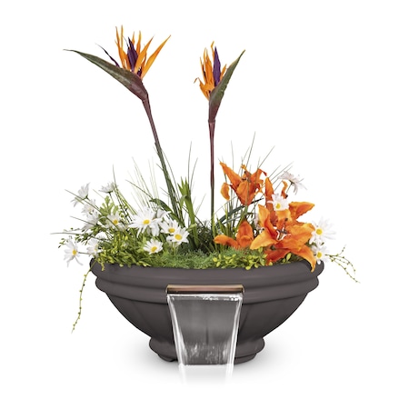 The Outdoor Plus 24 Round Roma Planter & Water Bowl - GFRC Concrete - Chestnut - OPT-ROMPW24-CST